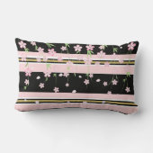 Rectangle Coussin Jeté Rayure Rose & Blanc Or Noir Floral (Verso)