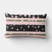 Rectangle Coussin Jeté Rayure Rose & Blanc Or Noir Floral (Recto)