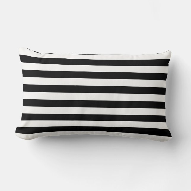 Rectangle Coussin jeté rayures noires et blanches (Recto)