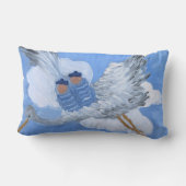 Rectangle Coussin jumeau volant de bébés et de cigogne (Verso)