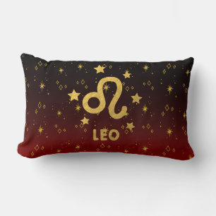Rectangle Coussin Leo Zodiac rouge et noir Lumbar