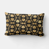 Rectangle Coussin lombaire à éventail noir et or Art Déco (Verso)
