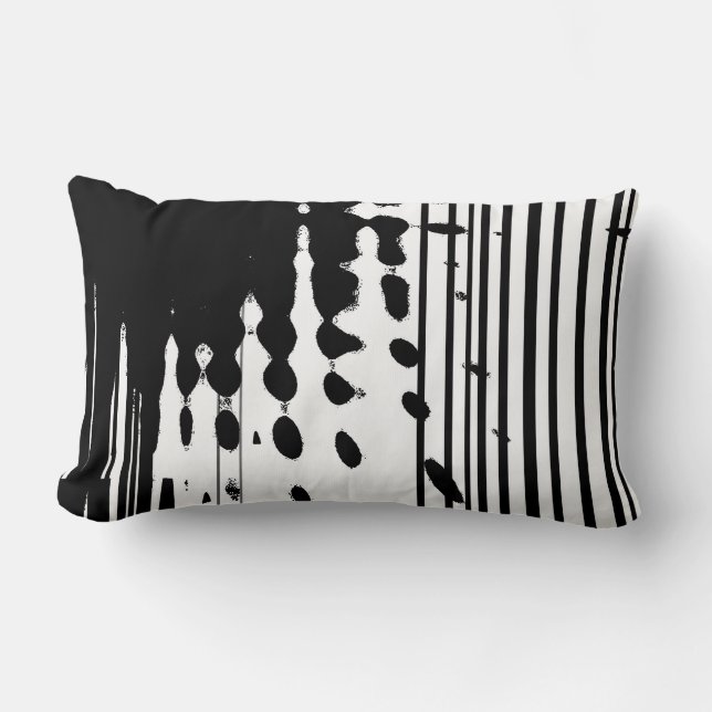 Rectangle Coussin lombaire abstrait noir et de blanc (Recto)
