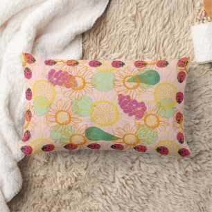 Rectangle Coussin Lombaire avec coccinelles et jardin de fru