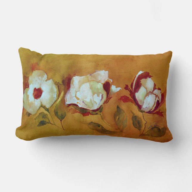 Rectangle coussin lombaire avec les fleurs blanches sur le (Recto)