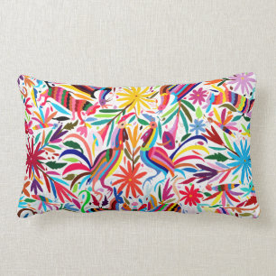Rectangle Coussin lombaire coloré d'Otomi, broderie