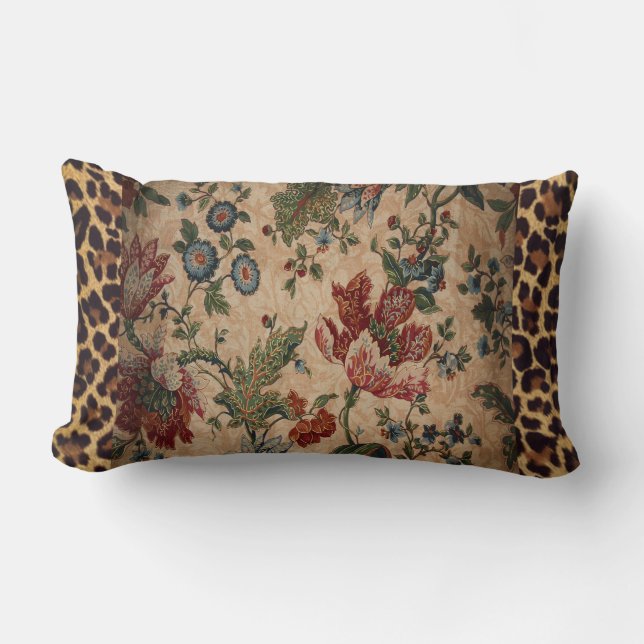 Rectangle Coussin lombaire dans le léopard et le tissu (Recto)