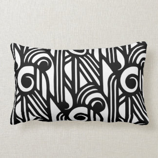 Rectangle Coussin lombaire d'art déco de bâillon - blanc sur