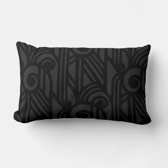 Rectangle Coussin lombaire d'art déco de bâillon - noir sur (Recto)