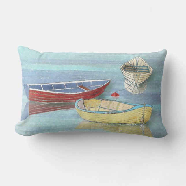 Rectangle Coussin lombaire de bateaux de matin d'été au (Recto)