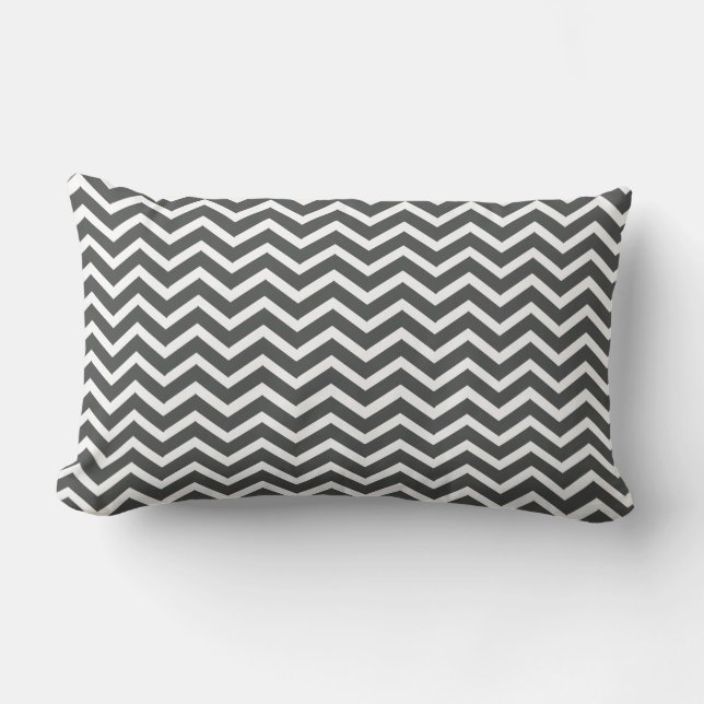 Rectangle Coussin lombaire de Chevron de charbon de bois (Recto)