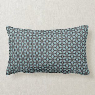 Rectangle Coussin lombaire de coton gris de turquoise