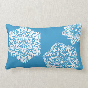 Rectangle Coussin lombaire de flocon de neige dans le bleu