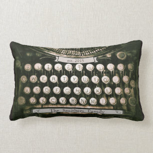 Rectangle Coussin lombaire de machine à écrire vintage fai