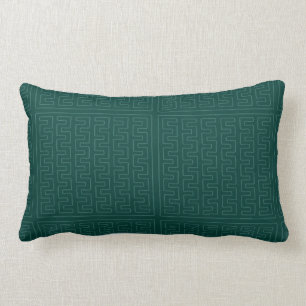 Rectangle Coussin lombaire de motif aztèque vert solide