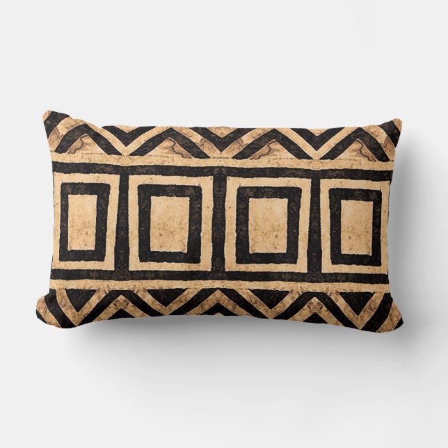 Rectangle Coussin lombaire de motif de tissu de Kuba (Recto)