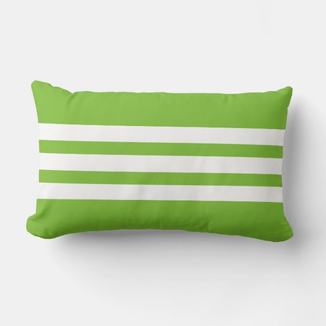 Rectangle Coussin lombaire de rayure triple blanche et verte (Recto)