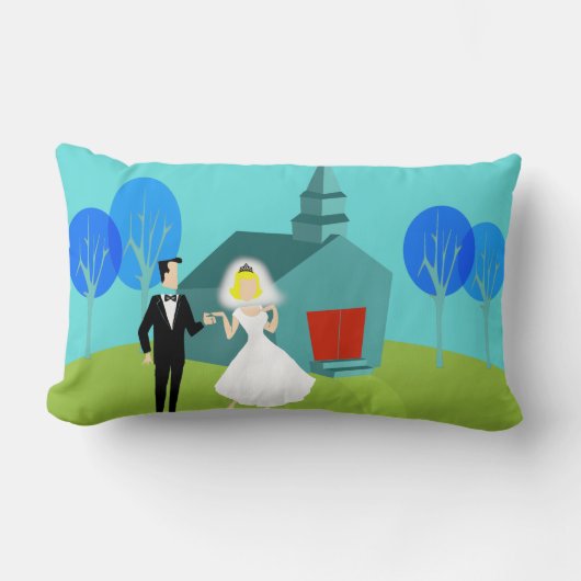 Rectangle Coussin lombaire de rétros couples de mariage (Recto)