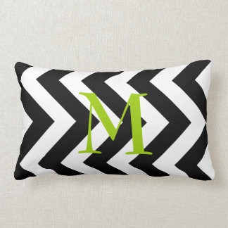 Rectangle Coussin lombaire de zigzag noir et blanc de