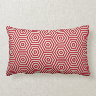 Rectangle Coussin lombaire d'hexagone rouge et blanc