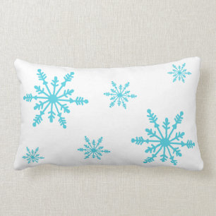Rectangle Coussin lombaire d'hiver bleu de flocon de neige