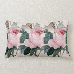 Rectangle Coussin lombaire d'impression vintage rose de