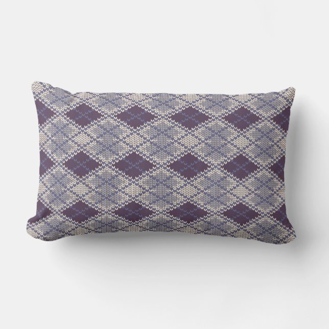 RECTANGLE COUSSIN LOMBAIRE EN MAILLE ARGILE PRUNE (Recto)