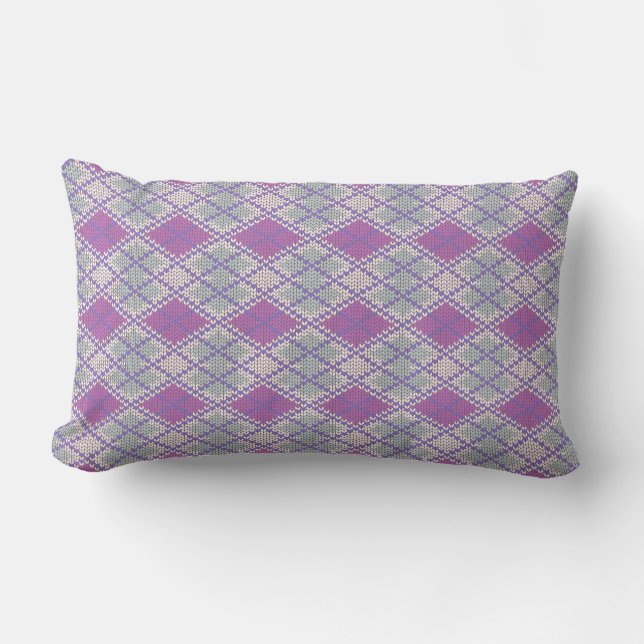 RECTANGLE COUSSIN LOMBAIRE EN MAILLE ARGYLE LILAS (Recto)
