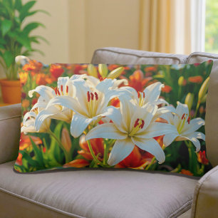 Rectangle Coussin Lombaire Lys Blancs