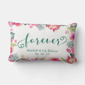 Rectangle Coussin lombaire personnalisé de mariage floral (Verso)