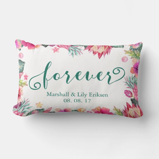 Rectangle Coussin lombaire personnalisé de mariage floral (Recto)