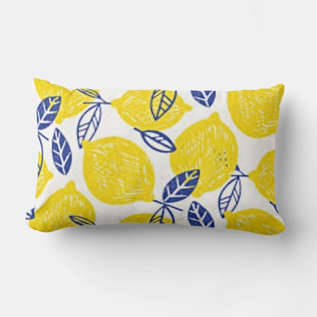 Rectangle coussin lombaire pllow citron et bleu (Recto)