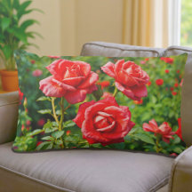 Coussin Lombaire Roses Rouges