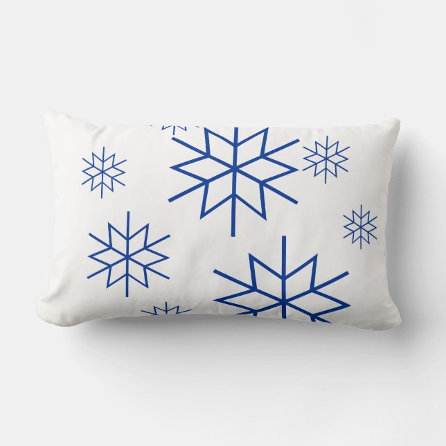 Rectangle Coussin (lombaire) - Snowflakes - Bleu sur blanc (Recto)