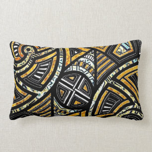 Rectangle Coussin lombaire tribal de concepteur de noir