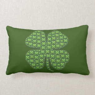 Rectangle Coussin lombaire vert-foncé de trèfle irlandais