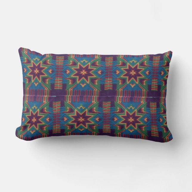 Rectangle Coussin Lombaire Vibrant à Motif Mandala en Étoile (Recto)