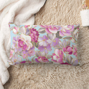 Rectangle Coussin Lumbar à fleurs violettes