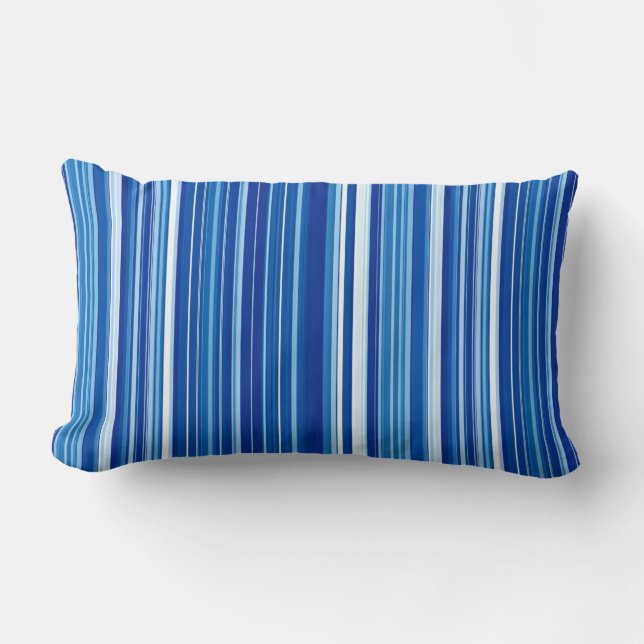 Rectangle Coussin Lumbar à rayures bleues (Recto)