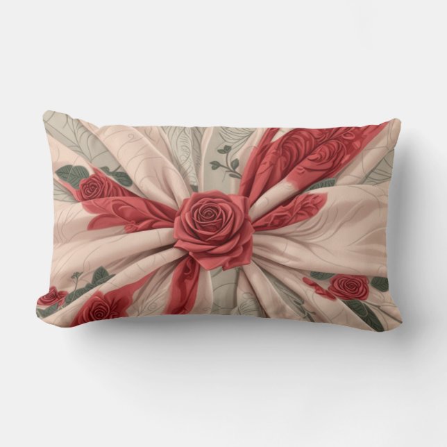 Rectangle Coussin Lumbar avec roses (Recto)
