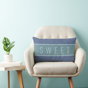 Rectangle Coussin Lumbar bleu et gris "SWEET" personnalisé