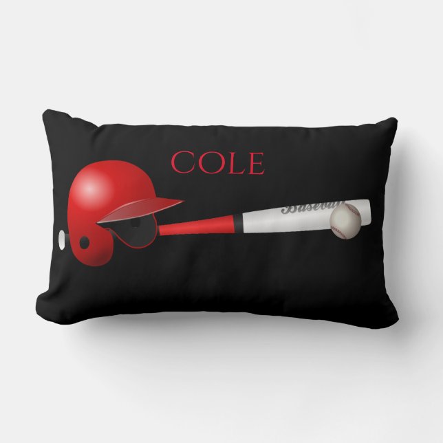 Rectangle coussin lumbar de baseball avec nom personnalisé. (Recto)