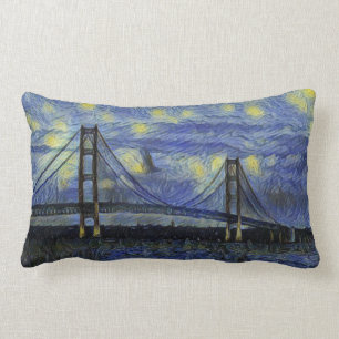Rectangle Coussin Lumbar de nuit du pont Mackinac