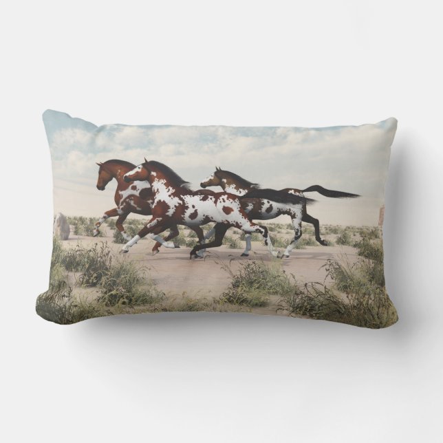 Rectangle Coussin Lumbar de Peinture à galop (Recto)