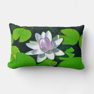Rectangle Coussin Lumbar décoratif, Fleur de Lotus MauveWhit