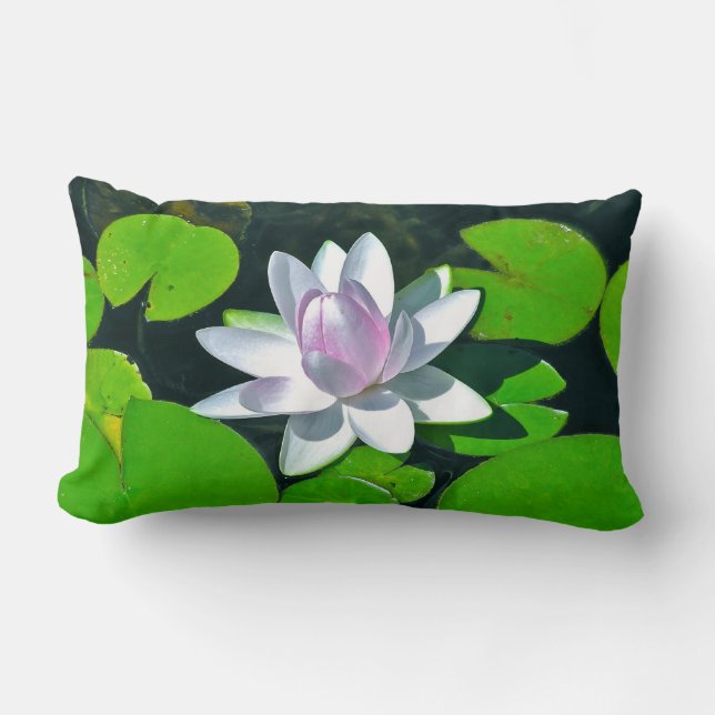 Rectangle Coussin Lumbar décoratif, Fleur de Lotus MauveWhit (Recto)