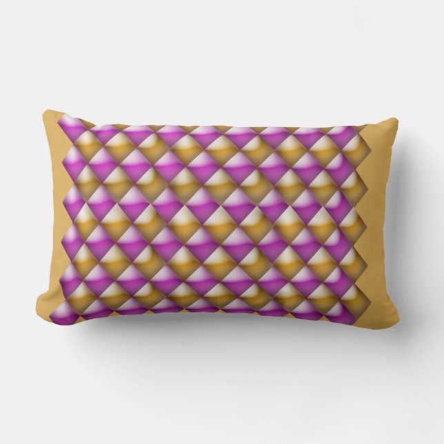 Rectangle Coussin Lumbar - Diamants Magenta et Gold 3-D (Recto)