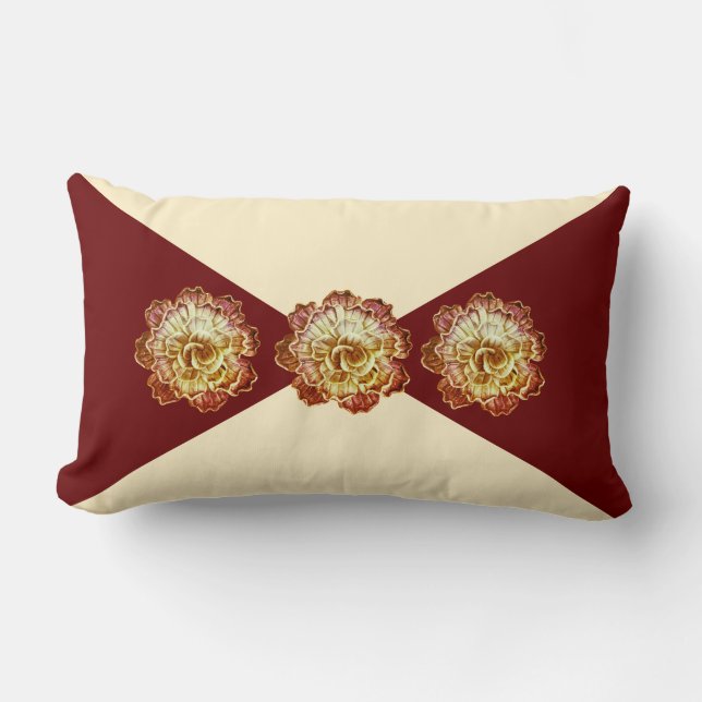 Rectangle Coussin Lumbar en Bourgogne et crème - No 1 (Recto)