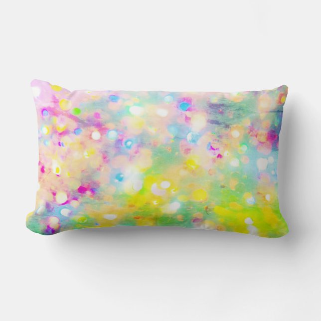 Rectangle Coussin Lumbar Holographique Vert et Rose (Recto)