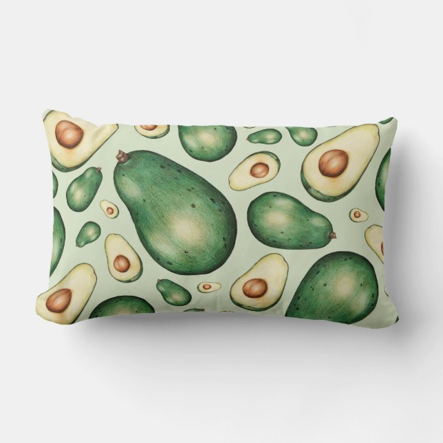 Rectangle Coussin Lumbar Motif Avocado (Recto)